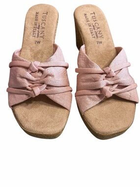 Lavender-Pink Knot-Front Slide Mules